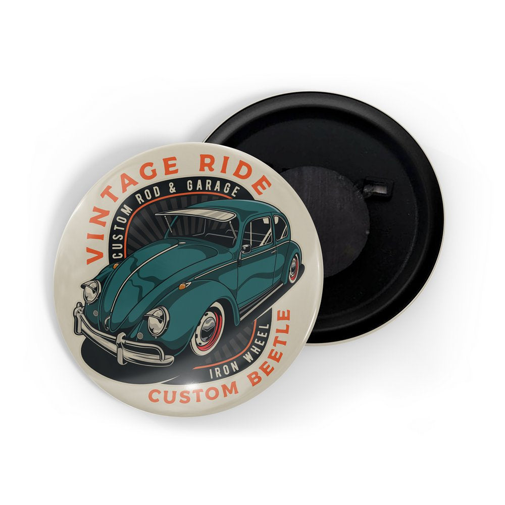 dhcrafts Fridge Magnet Multicolor Classic legend Vitnage Car Automobile D6 Glossy Finish Design Pack of 1 (58mm)